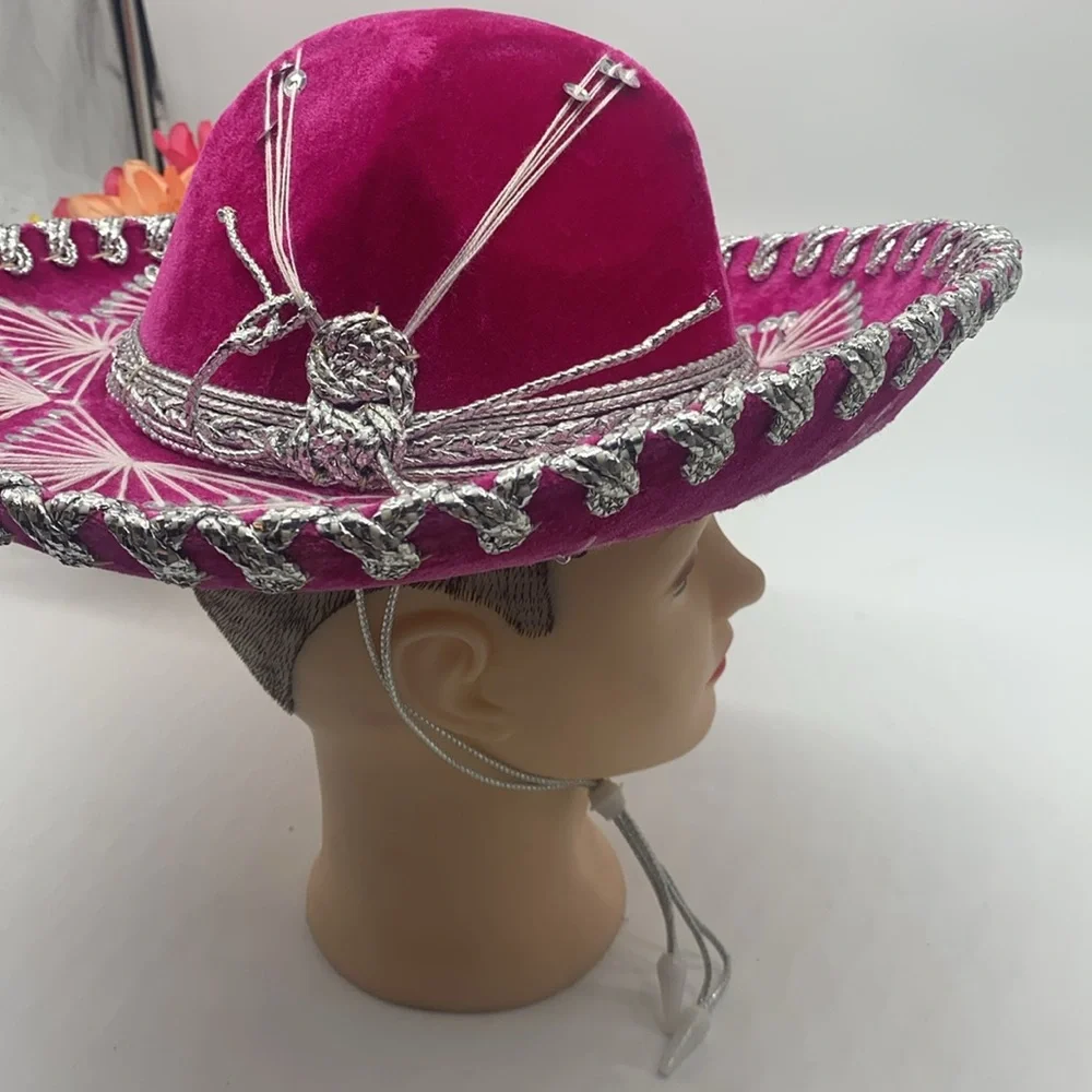 Salazar Yepez Pink Silver Sombrero Hat Made in Mexico HT6832 - Picture 7 of 14